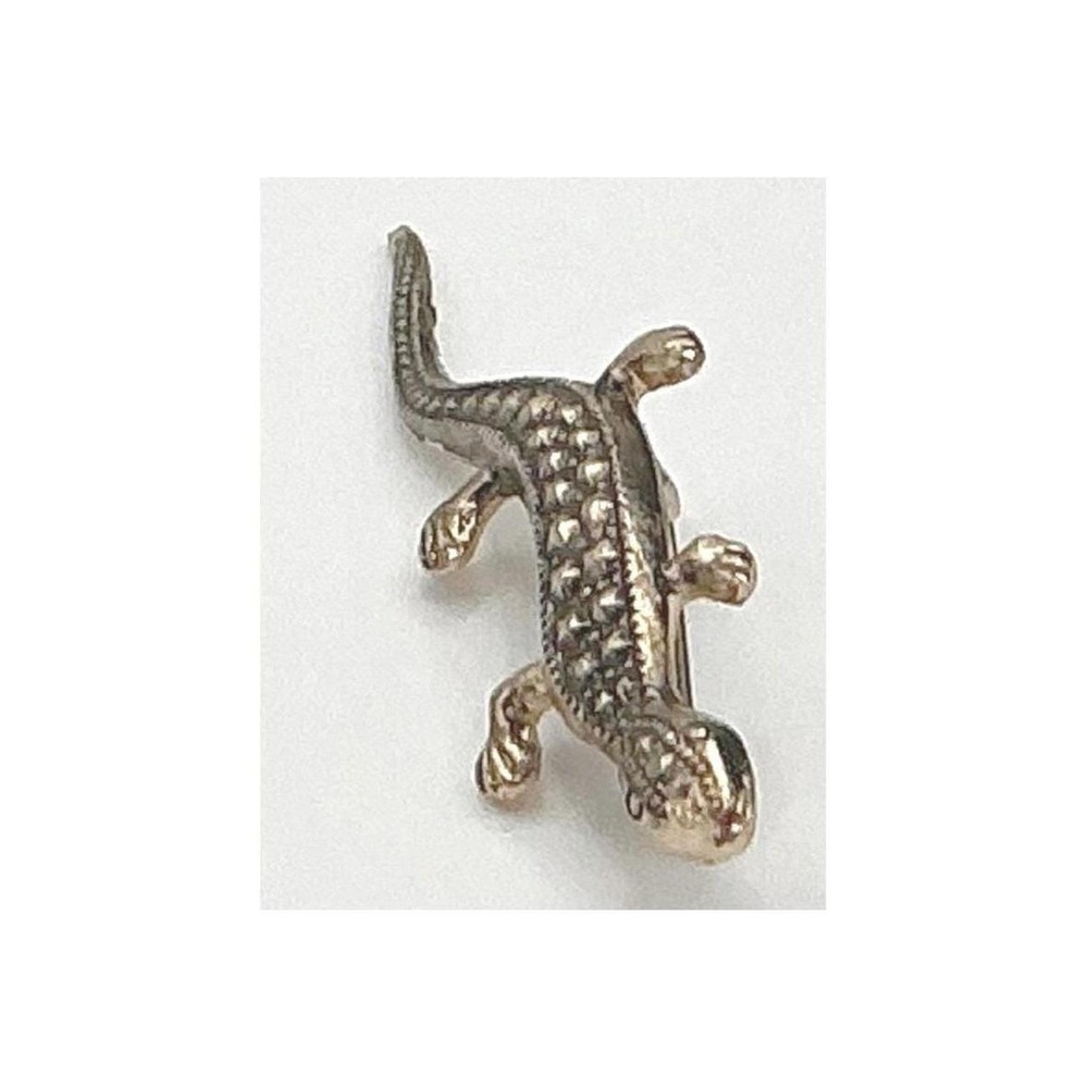 Vintage Gold Tone Lizard Brooch Pin Reptile Animal